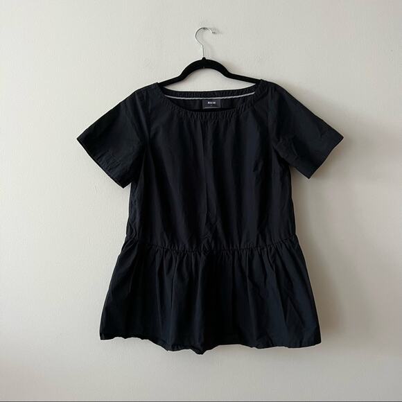 Anthropologie Maeve Darla Cotton Poplin Swing Blouse in Black - Picture 3 of 5
